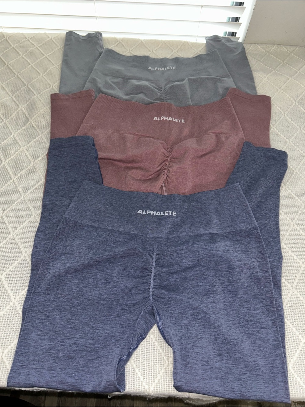Bundle of 3 Alphalete Leggings Set — NEW WITHOUT TAGS — Blue, Pink, & Gray